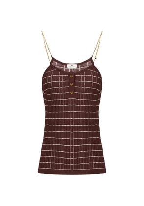 Elisabetta Franchi metal chain striped knitted tank top - Brown
