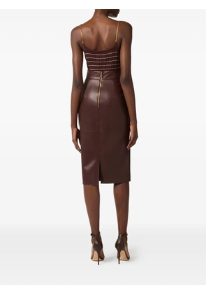 Elisabetta Franchi metal chain striped knitted tank top - Brown