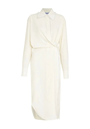 Gloria Coelho knotted fringe midi shirt dress - White