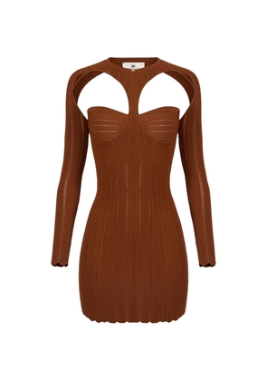 Elisabetta Franchi openwork shrug knit mini dress - Brown