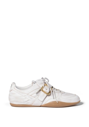 Miu Miu Gymnasium leather sneakers with strap and buckle - White