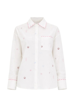 Pennyblack collared embroidered shirt - White