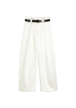 Sportmax belted textured palazzo pants - White