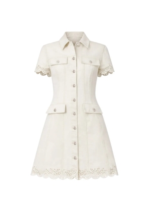 Self-Portrait eyelet collared mini dress - Neutrals