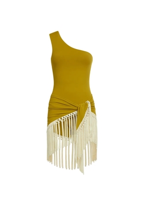 Taller Marmo Yacare one-shoulder fringed swimsuit - Green
