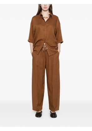 Herno elasticated-sleeves shirt - Brown