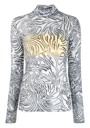 Patrizia Pepe zebra-print roll-neck T-shirt - White