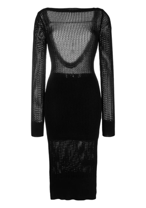 Patrizia Pepe open-back crochet-knit midi dress - Black