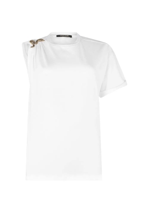 Roberto Cavalli asymmetric snake motif T-shirt - White