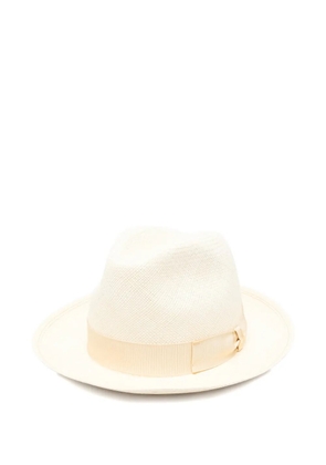 Borsalino Federico ribbon-detail straw hat - Neutrals