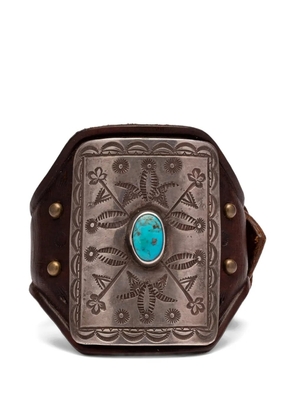 Fortela leather turquoise bracelet - Brown