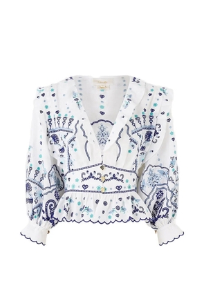 Camilla ruffled V-neck blouse - White