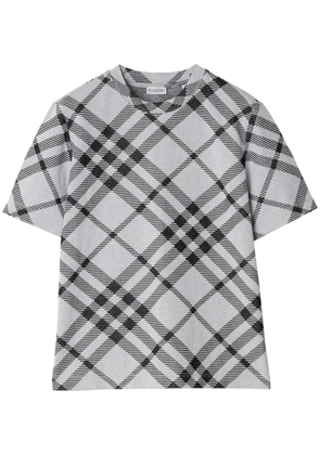 Burberry check stretch cotton-blend T-shirt - White