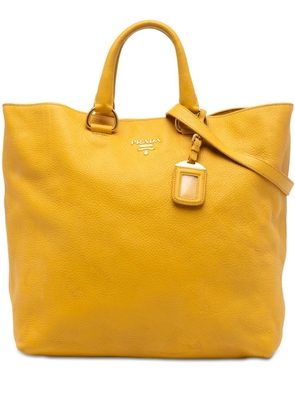 Prada Pre-Owned 2010-2026 Vitello Daino Open Convertible Tote satchel - Yellow