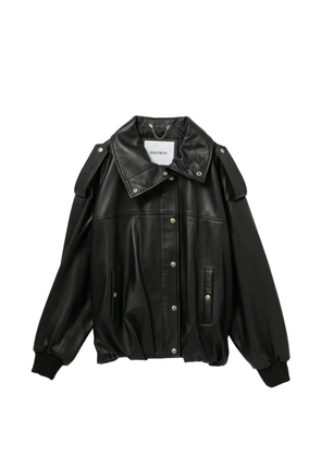 Halfboy snap-button leather jacket - Black
