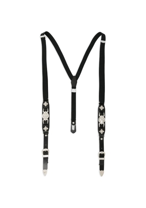 Toga embellished buckle leather braces - Black