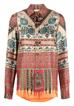 Pierre-Louis Mascia mix-print silk shirt - Neutrals