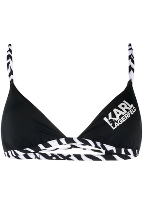 Karl Lagerfeld logo zebra-trim bikini top - Black