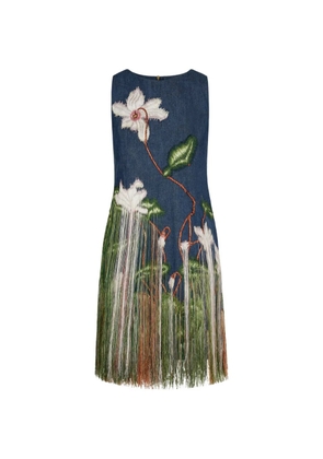 Oscar de la Renta fringe-detail mini dress - Blue