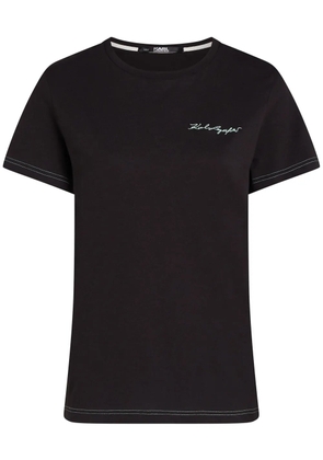 Karl Lagerfeld Signature logo-embroidered T-shirt - Black