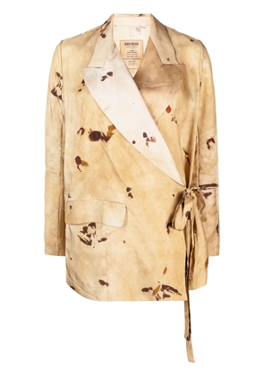 Uma Wang graphic-print side-fastening blazer - Brown