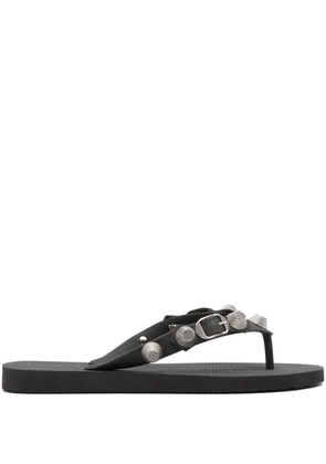 Balenciaga Cagole studded flip flops - Black