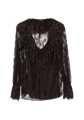 LUISA SPAGNOLI ruffled lace blouse - Brown