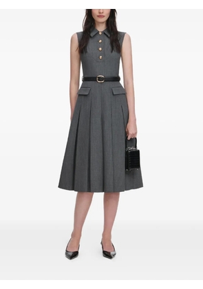 Self-Portrait pointed-collar pleated midi dress - Grey