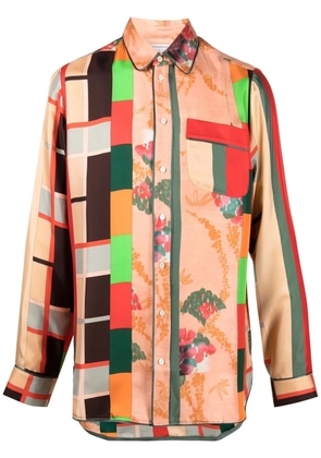 Pierre-Louis Mascia patchwork print silk shirt - Neutrals