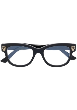 Cartier Eyewear Panther-plaque rectangle-frame glasses - Black
