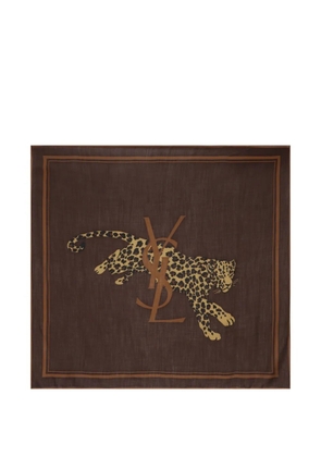 Saint Laurent leopard-print scarf - Brown