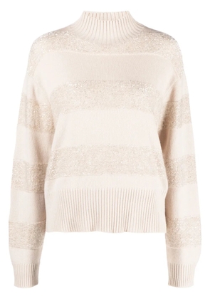 Brunello Cucinelli striped roll-neck sweater - Neutrals