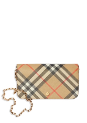Burberry Check chain strap wallet - Neutrals