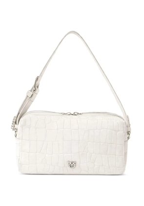 PINKO embossed silver detail shoulder bag - White