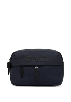 BOSS logo-embossed wash bag - Blue