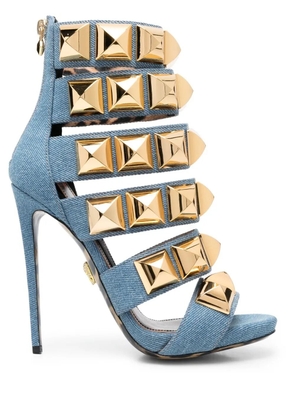 Philipp Plein studded denim 120mm sandals - Blue