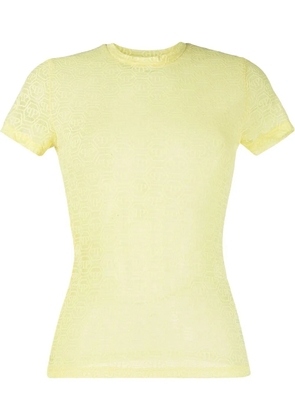 Philipp Plein monogram-pattern tulle T-shirt - Yellow