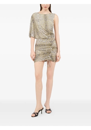 Roberto Cavalli animal-print gathered mini dress - Neutrals