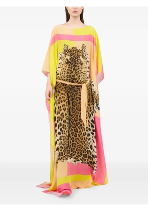 Roberto Cavalli animal-print belted maxi dress - Yellow