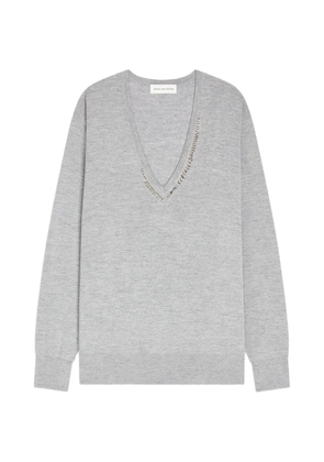 DRIES VAN NOTEN V-neck embellished sweater - Grey