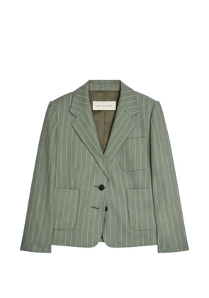 DRIES VAN NOTEN striped cropped blazer - Green