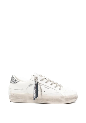 Crime London glitter embellished lace-up sneakers - White