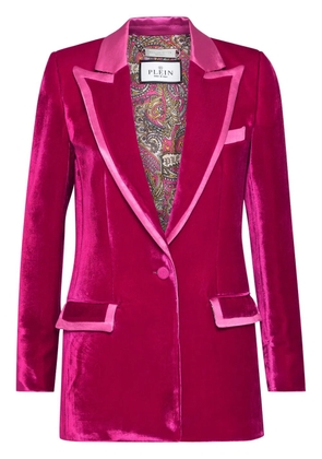 Philipp Plein contrasting-trim velvet blazer - Pink
