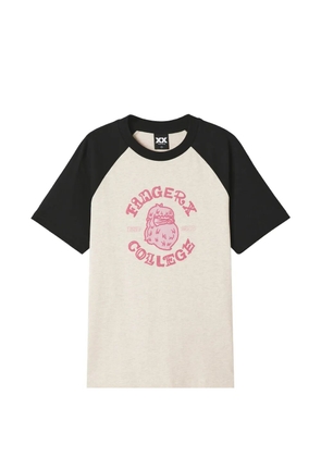 FINGERCROXX short sleeve logo-embroidered T-shirt - Neutrals