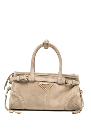 Prada buckle suede tote bag - Neutrals
