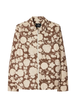 PS Paul Smith Perforated Floral zip jacket - Brown