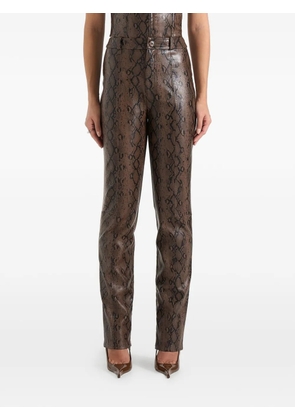 Manière De Voir Lucia python-effect button trousers - Brown