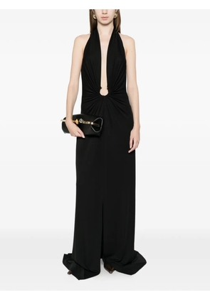 ALESSANDRO LEGORA halter-neck ring-detail maxi dress - Black
