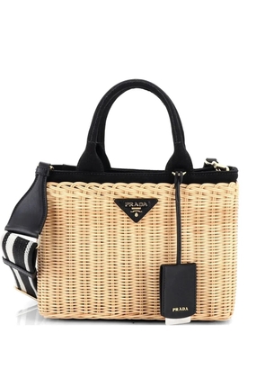 Prada Pre-Owned Basket Bag Wicker with Canapa Small satchel - Black