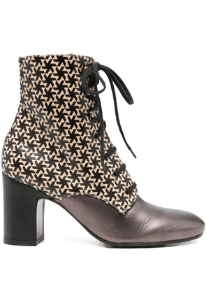 Chie Mihara 80mm Masalac geometric-pattern lace-up boots - Brown